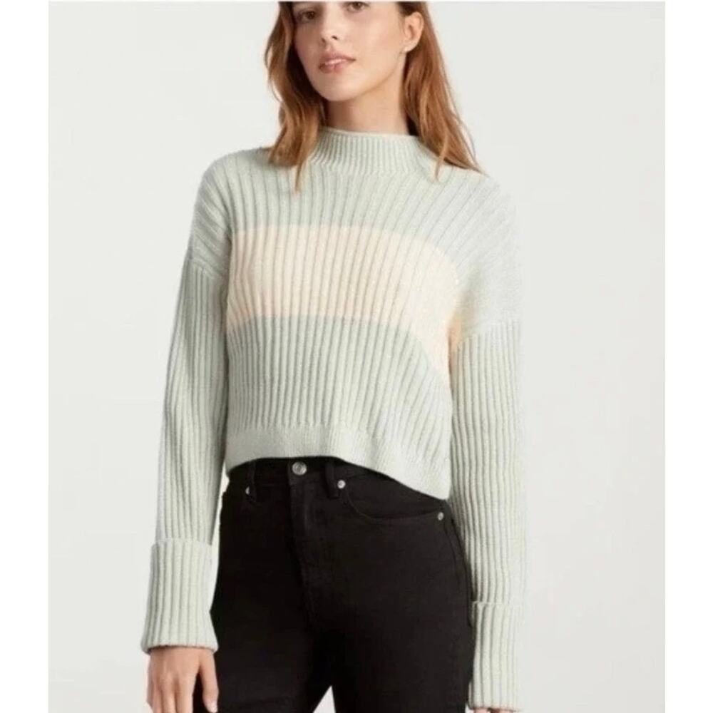 Everlane Organic Cotton Rollneck Ribbed Color-block Sweater Size Medium - Picture 4 of 10